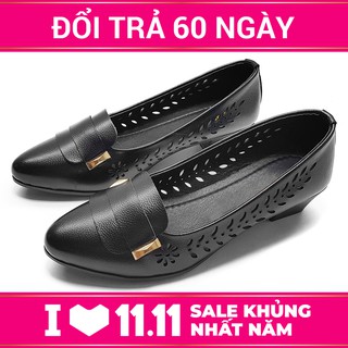 Giày nữ gót vuông 3cm da siêu mềm VNXK 3P06D