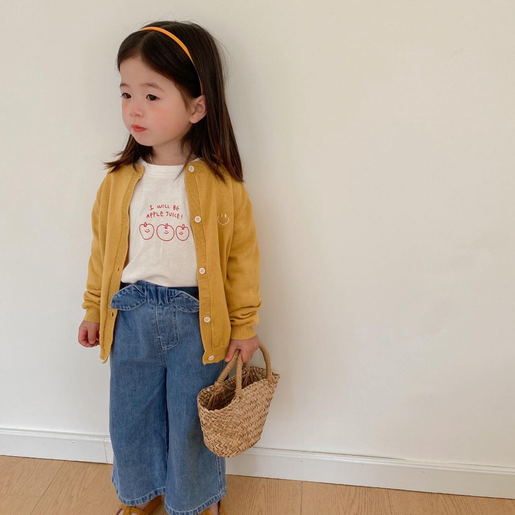 ÁO LEN CARDIGAN MẶT CƯỜI ĐƠN GIẢN CỰC YÊU CHO BÉ - CỐM KIDS