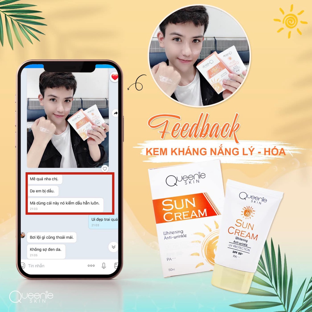 [FreeShip + Tặng Quà] Kem Chống Nắng Queenie Skin Chính Hãng - Kem Kháng Nắng Lý Hóa Queenie Skin Queenie Skin