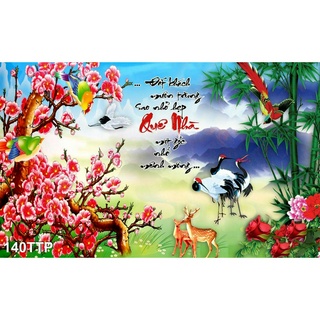 Tranh dán tường 3d thư pháp quê nhà tp140 - tranh thư pháp chữ cha mẹ - yan shop