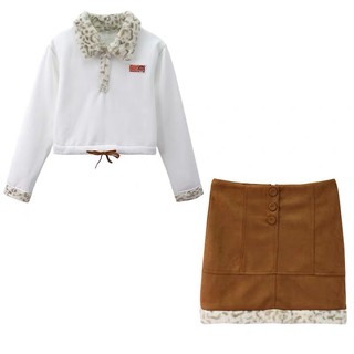 SẴN-  Set áo nỉ chân váy pha lông báo