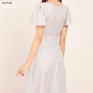 Đầm caro tay loe DA538 GUMAC