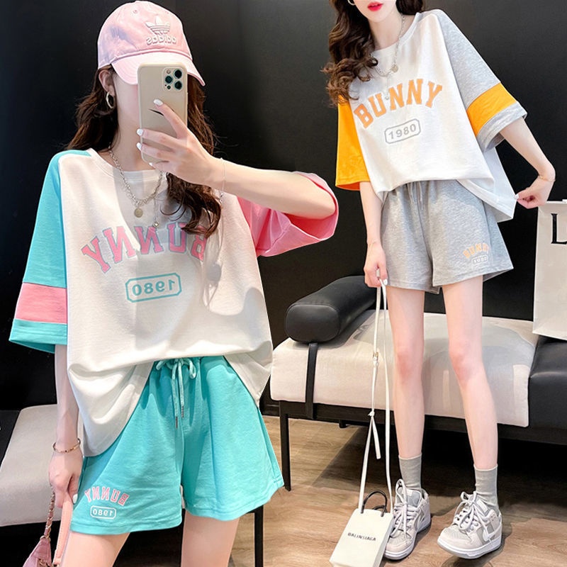 Set Đồ Thể Thao Dáng Rộng In Họa Tiết Phối Màu Thời Trang Trẻ Trung Cho Nữ