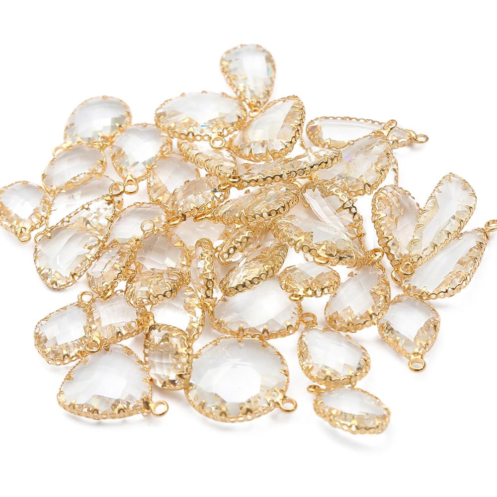 Mặt đá pha lê thủy tinh nhiều hình làm trang sức thủ công