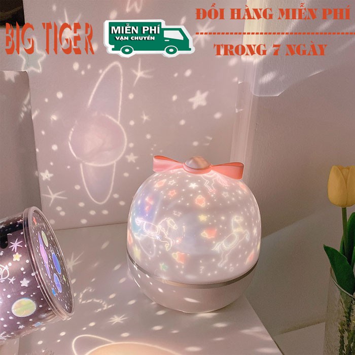 Đèn ngủ ngàn sao 3D chiếu trần xoay tự động kèm 6 hình chiếu cổ tích, đại dương, sinh nhật siêu lung linh