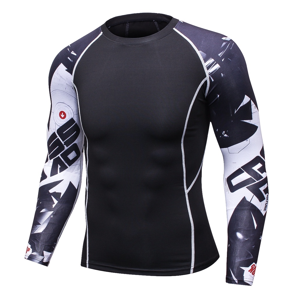 Áo thun HUQISHA dài tay tập gym thấm hút mồ hôi nhanh khô dành cho nam