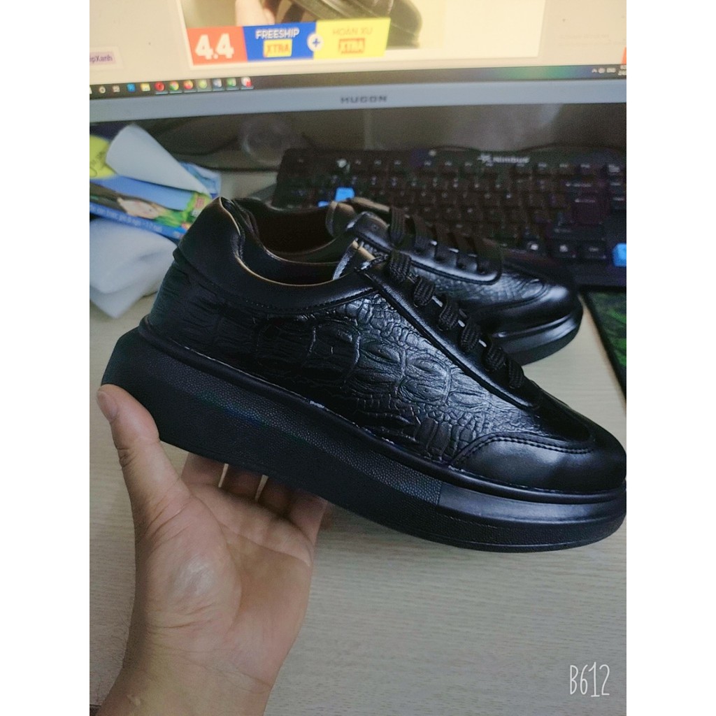 [Full Box ] Giầy Nam FREESHIP Giầy thể thao sneaker Nam Full đen vân cá sấu cá tính mẫu mới mcq 2021