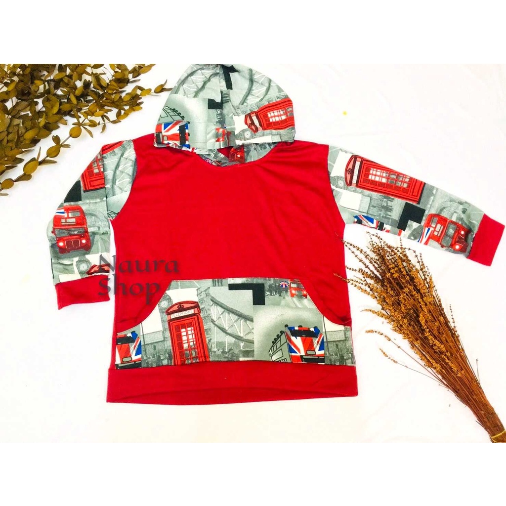 Naurashop - Áo HOODIE Đỏ VELONDON Cho Nam Từ 6-10 Tuổi