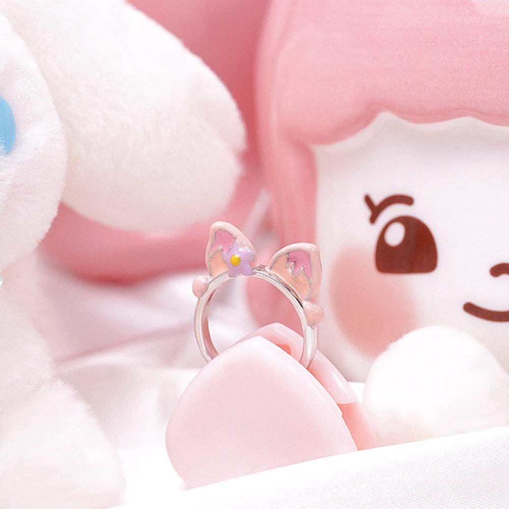 Nhẫn Hở Hình Tai Thỏ Hoạt Hình Đáng Yêu Trang sức Thời trang Cá Tính Hàn Quốc