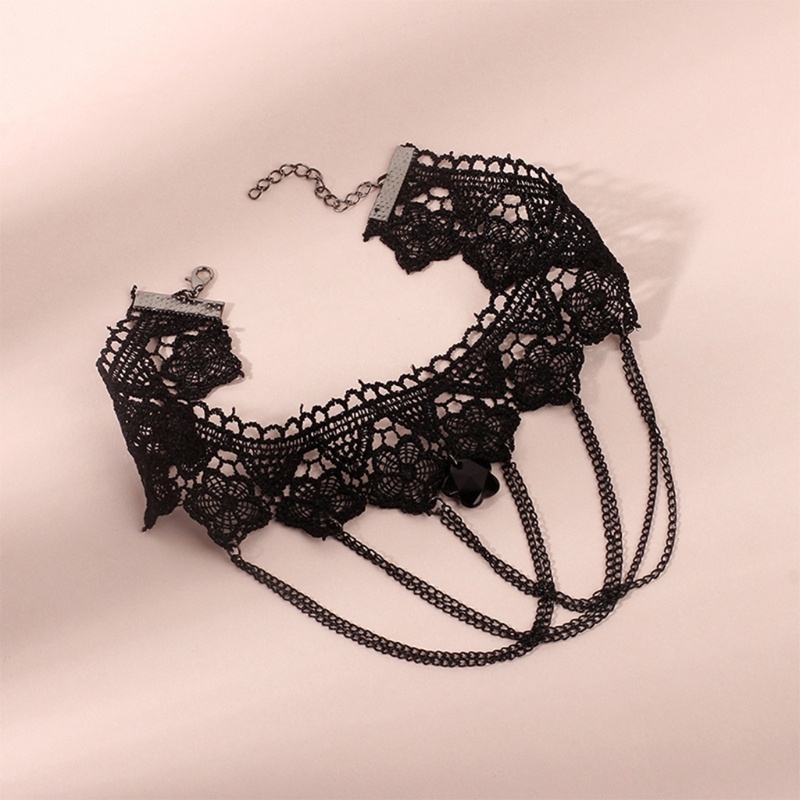 Vòng Cổ Choker Phối Ren Màu Đen Thanh Lịch Cho Nữ