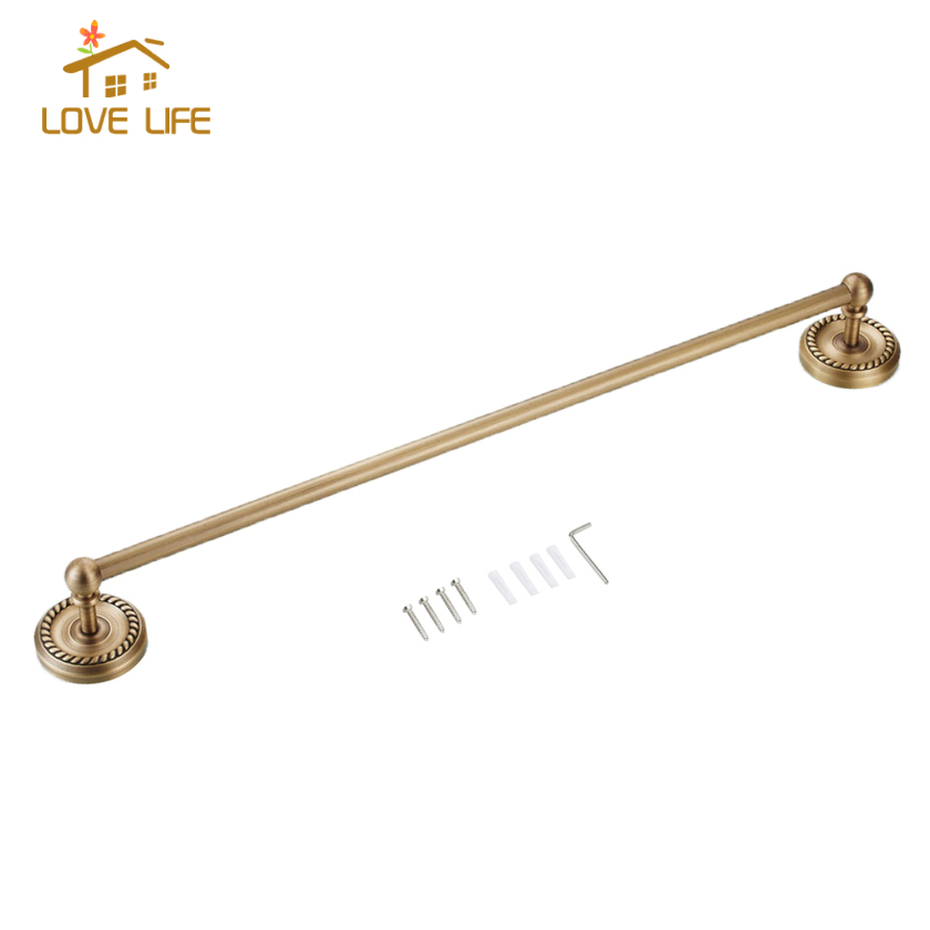 [whfashion]1 piece Home Hotel Bathroom Antique 610mm Wall Single Towel Rail Rack Bar Round Robe Holder