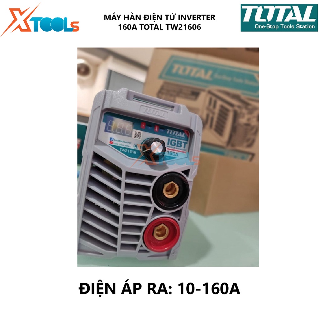 Máy hàn điện tử TOTAL TW21606 Thiết bị hàn điện tử Inverter MMA 85V Điện áp ra tối đa 160A Kích thước que hàn 1.6 - 4.0