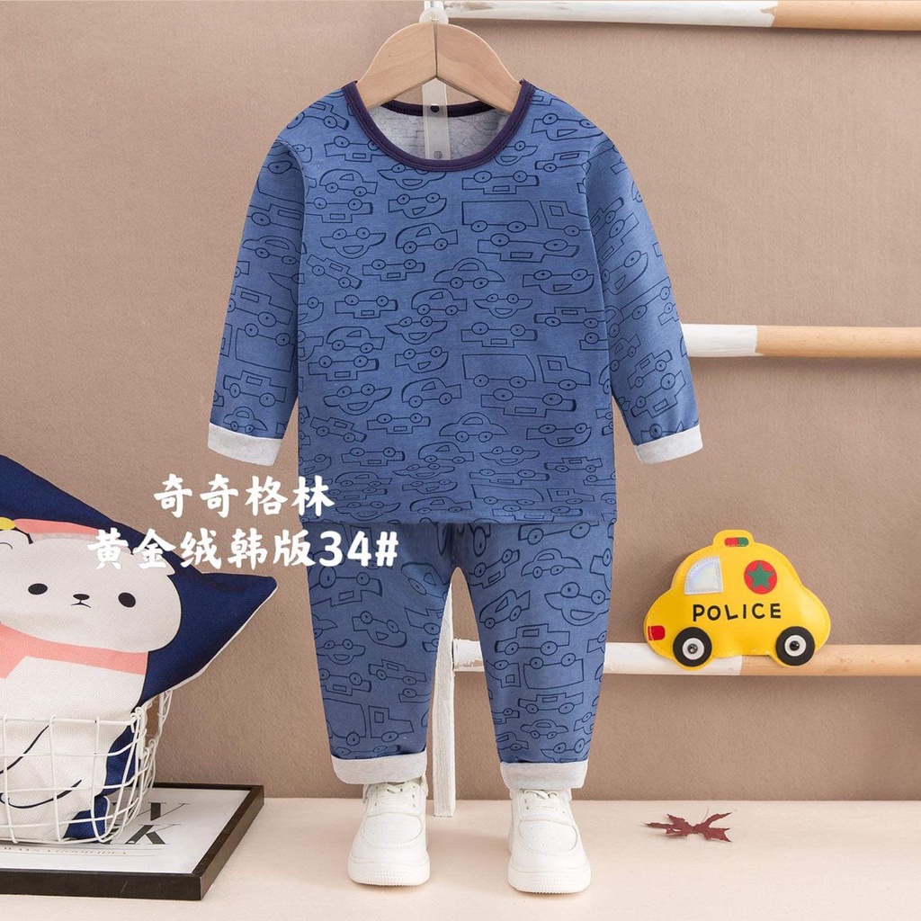 Đồ bộ cho bé quảng châu Bộ quần áo dài tay QiQi cotton nỉ xuất Hàn cho bé trai và bé gái