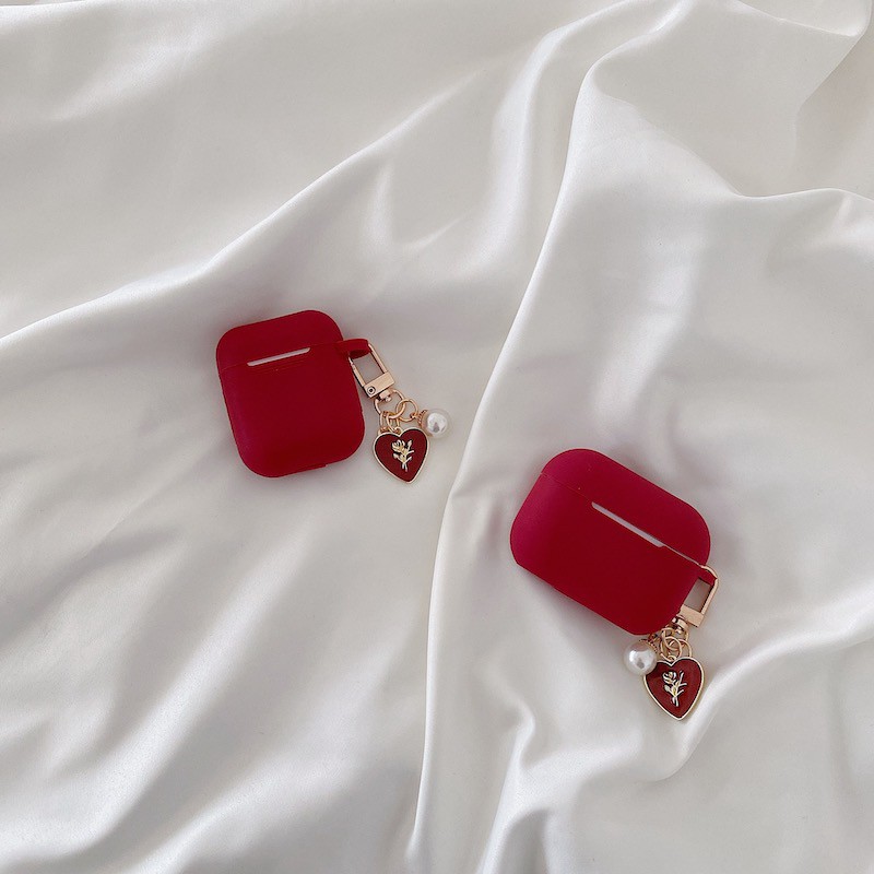 Vỏ Đựng Bảo Vệ Hộp Sạc Tai Nghe Airpods 1 / 2 Chống Rơi Kèm Móc Hình Trái Tim Xinh Xắn