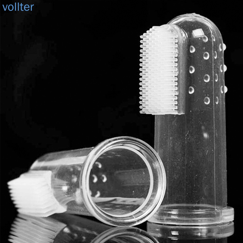 Bàn chải đánh răng cho chó mèo bằng silicone mềm - Bàn chải đánh răng gắn ngón tay cho thú cưng - qpet