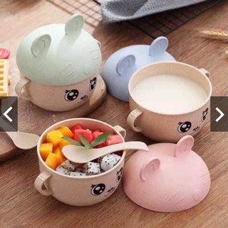 [Loại 1] Bát Ăn Dặm Lúa Mạch Cho Bé Có Nắp Đậy Kèm Thìa