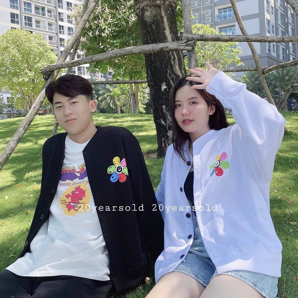 Áo cadigan nỉ kiểu hoodie có nút nam nữ form rộng logo thêu thời trang thu đông | BigBuy360 - bigbuy360.vn