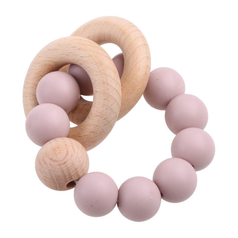 Đồ Chơi Vòng Tay Ngậm Mọc Răng Bằng Silicone Và Gỗ Sồi Dành Cho Trẻ Em