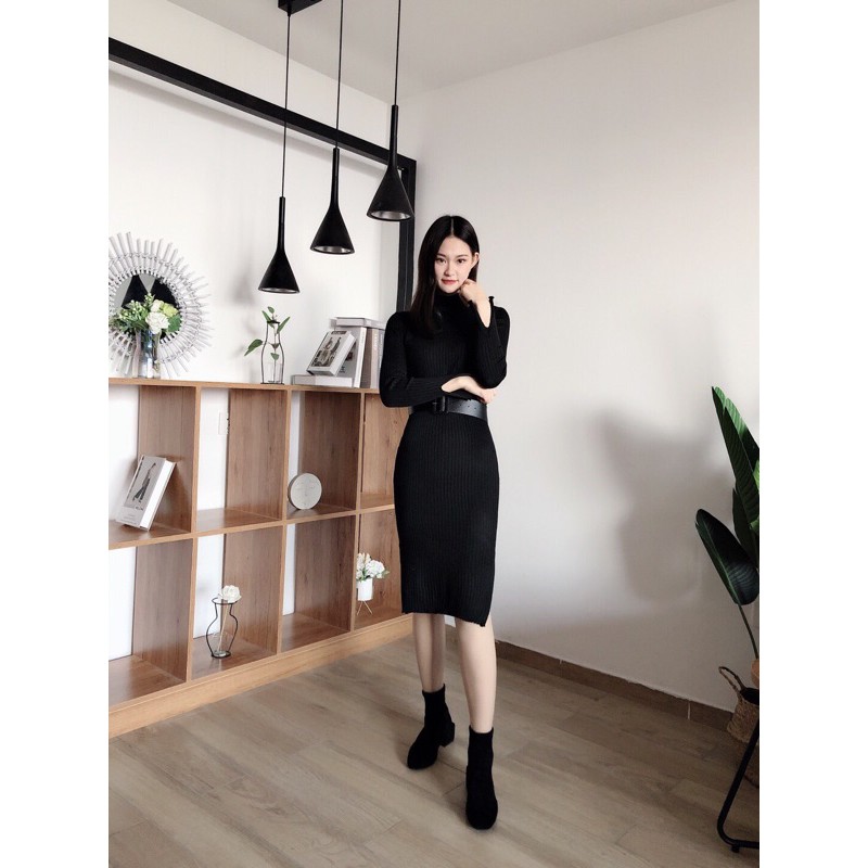 Váy len hàng quảng châu cao cấp TẶNG thắt lưng