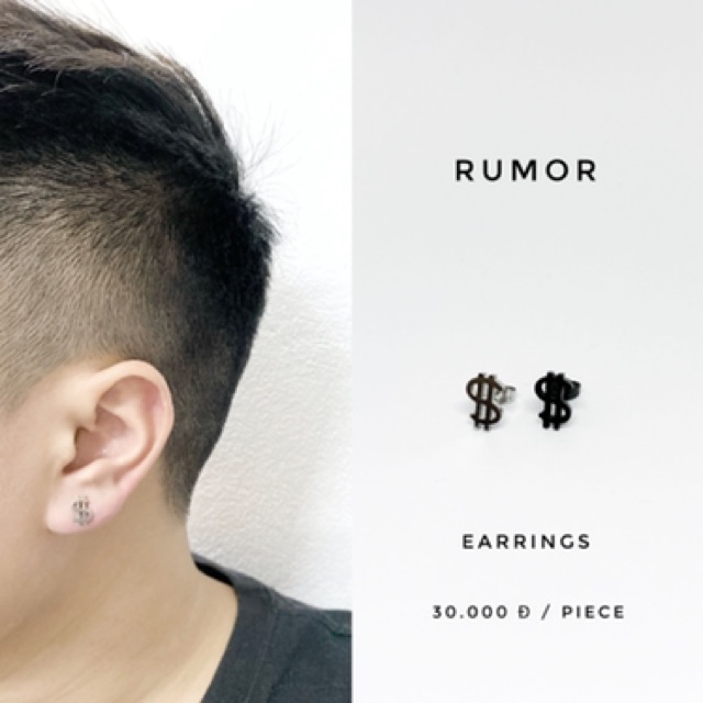 Khuyên tai minimal hình $ thép y tế cao cấp