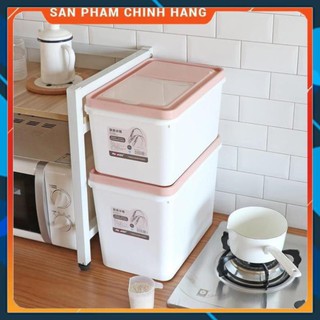 Thùng nhựa đựng gạo thông minh 10kg đa năng đựng ngũ cốc, đồ ăn khô cho động vật,thùng đựng gạo 15kg kèm cốc chia vạch