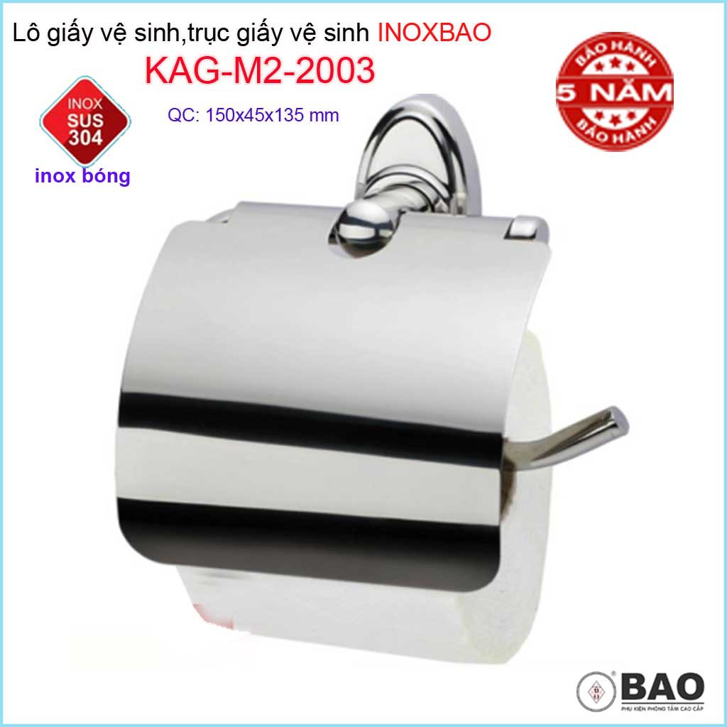 Hộp đựng giấy vệ sinh Inox Bảo KAG-M2-2003,  Móc giấy toilet SUS304 đế tròn inox dập khuôn cao cấp thiết kế tuyệt đẹp