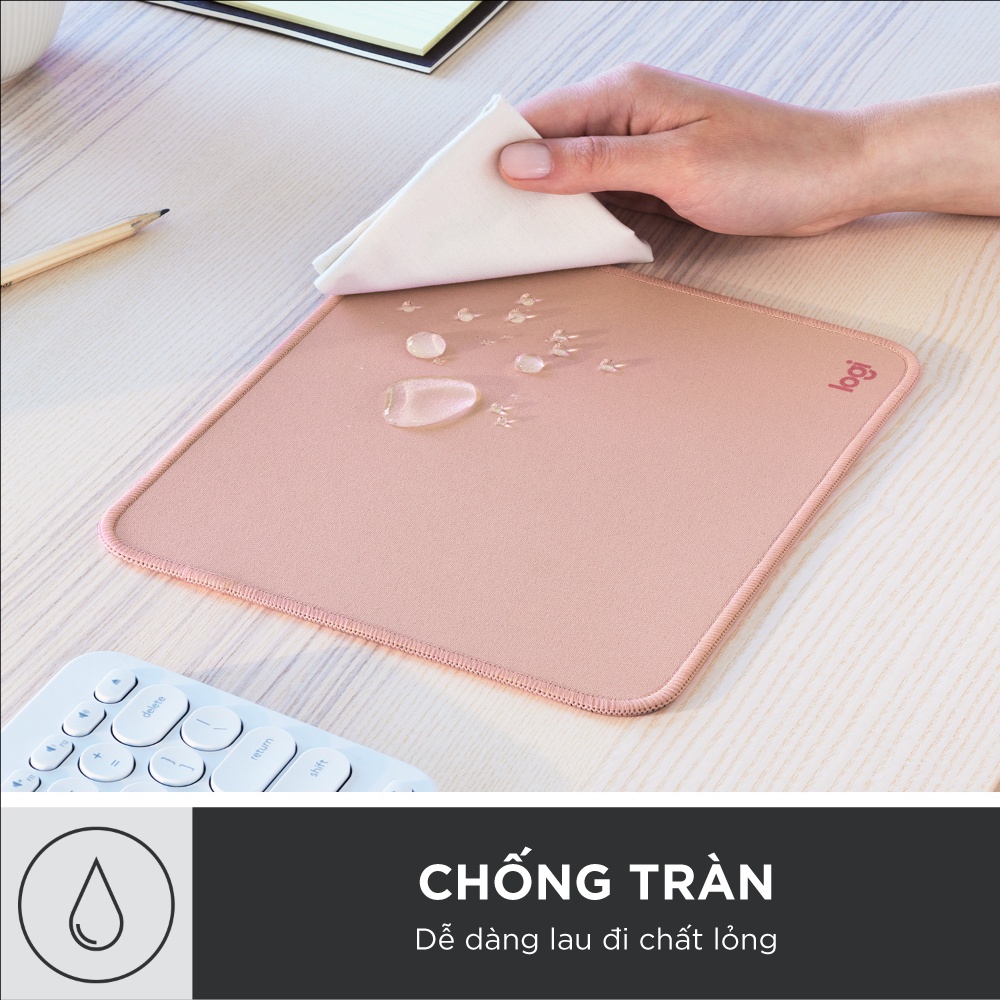 Bàn di chuột Logitech Mouse Pad Studio Series - Đế chống trượt, lướt dễ dàng, chống đổ tràn