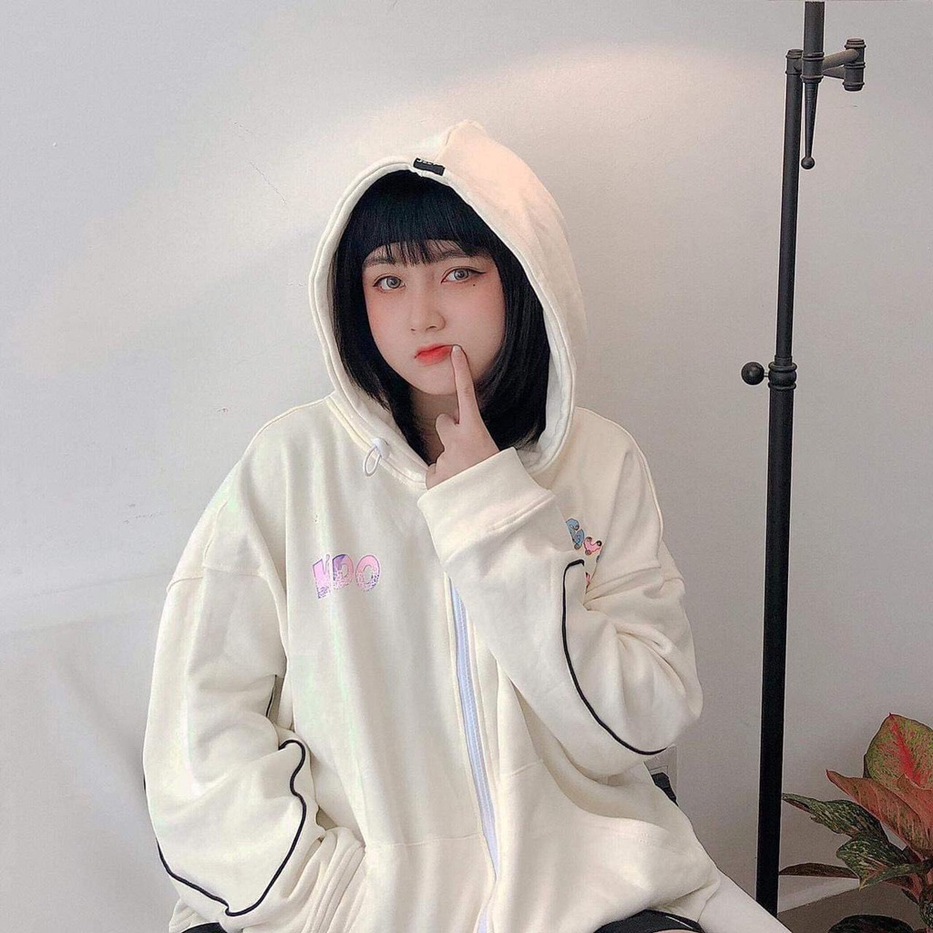 Áo khoác chống nắng hoodie có dây kéo foem rộng 4YOUNG FASHION KIDO