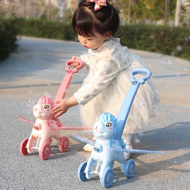 Đồ Chơi Xe Đẩy Ngựa Pony Thổi Bong Bóng Có Đèn Nhạc Dành Cho Bé