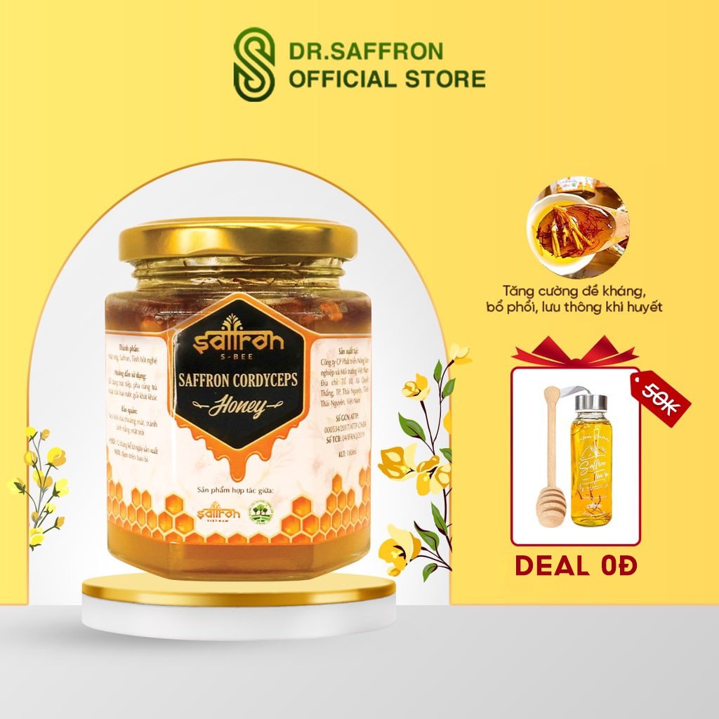 Saffron Cordyceps Honey - Mật Ong Saffron Đông Trùng Hạ Thảo 180ml/lọ thương hiệu Saffron Việt Nam