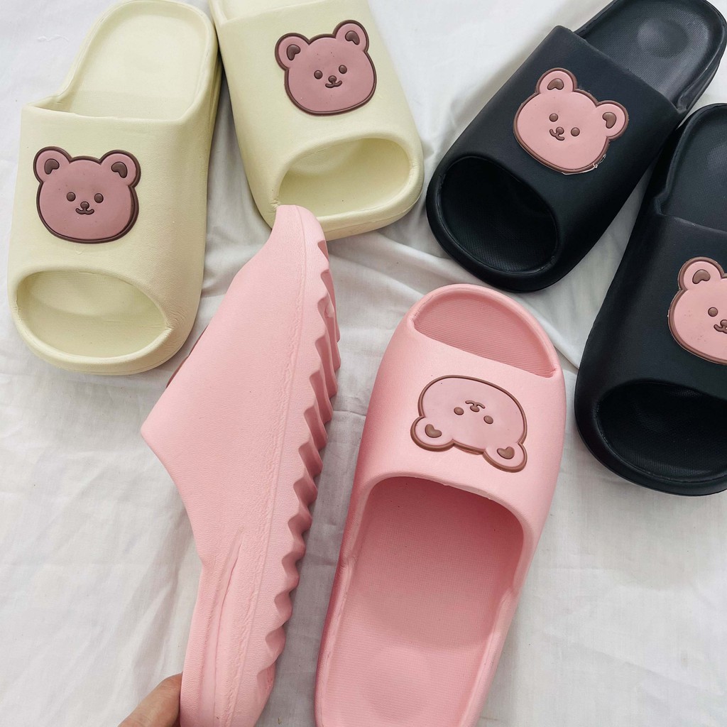 Dép bánh mì Unisex ulzzang hình mặt gấu 2021 D145