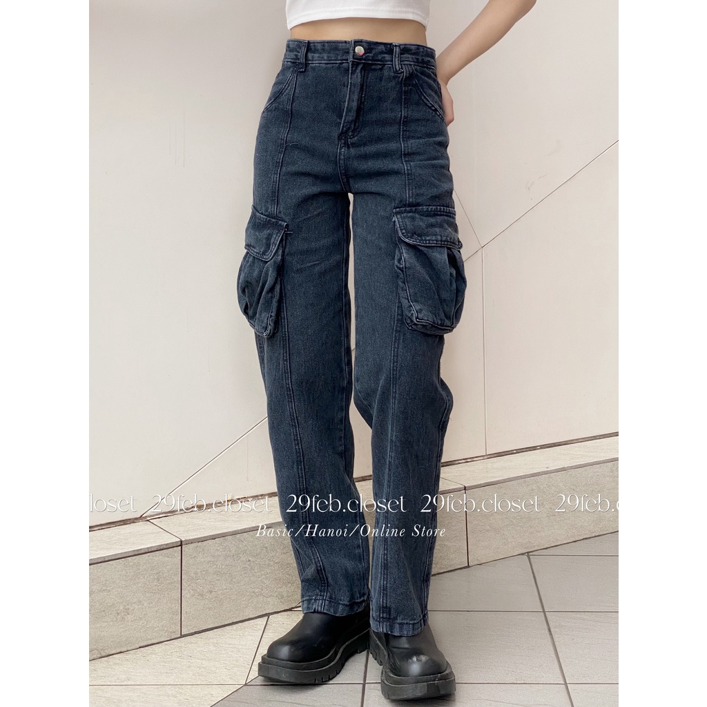 Quần jeans suông cạp cao túi hộp 2 bên - 29feb.closet - Q45