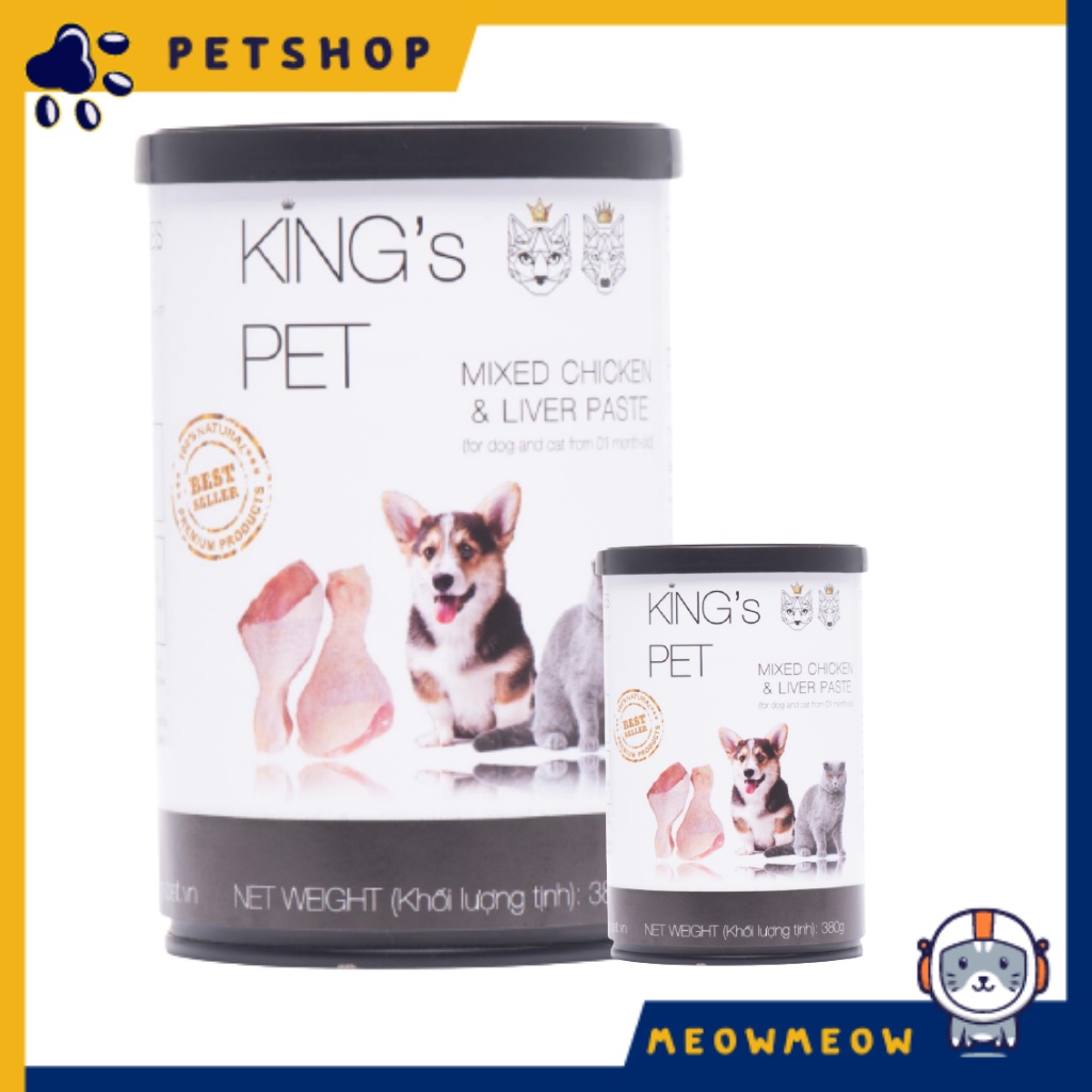 Pate cho mèo Kingpet 3 vị bổ dưỡng | Lon 380Gr | Pate dinh dưỡng dành cho thú cưng.