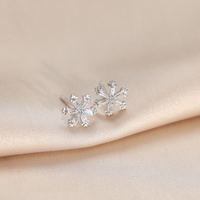 Bông Tai Nữ Bạc 925 Cao Cấp ERASHOP 077278 - Bông Tuyết Đá Sang Chảnh (mẫu 3) Đơn Giản, Đeo Hằng Ngày &amp; Đi Chơi, Rẻ Đẹp