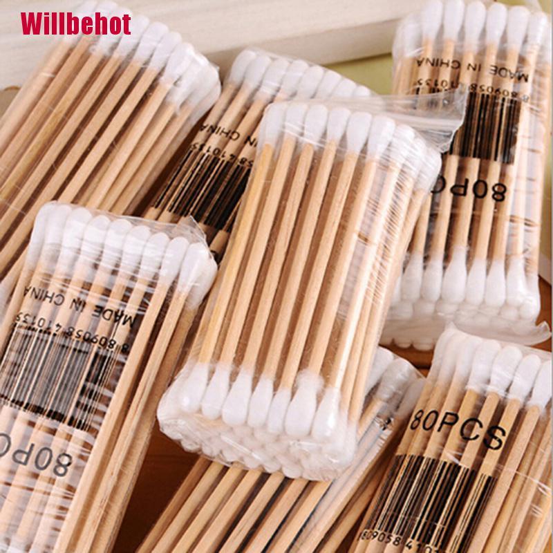 (Hàng Mới Về) Bộ 30-35 Bông Tăm Hai Đầu Thân Gỗ Trang Điểm / Tai