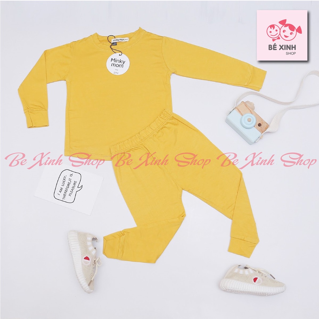 Dài Tay Đồ Bộ Cho Bé Trai Bé Gái Minky Mom [Xưởng sỉ] Bộ Quần Aó Dài Tay Minky Mom Cho Bé Trẻ Em Vải Thun Lạnh MÀU TRƠN