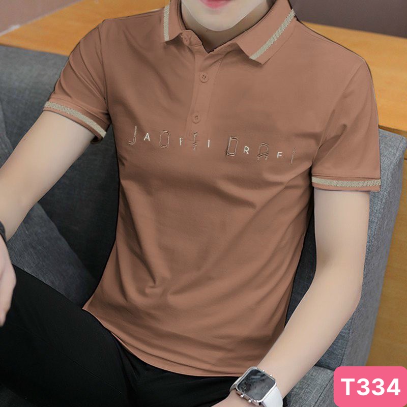 Áo thun nam polo cổ trụ màu trắng chất vải cotton dày dặn co giãn tay ngắn, phông nam đẹp Hado77 nhiều mẫu