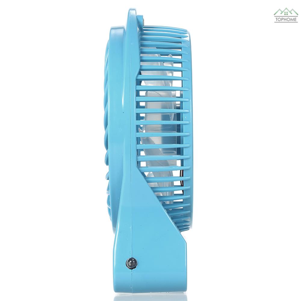 Fan  Ť Portable Rechargeable LED Light Fan Mini Desk USB Charging Air Cooler 3 Mode Speed Regulation LED Lighting Function Cooling (Blue)