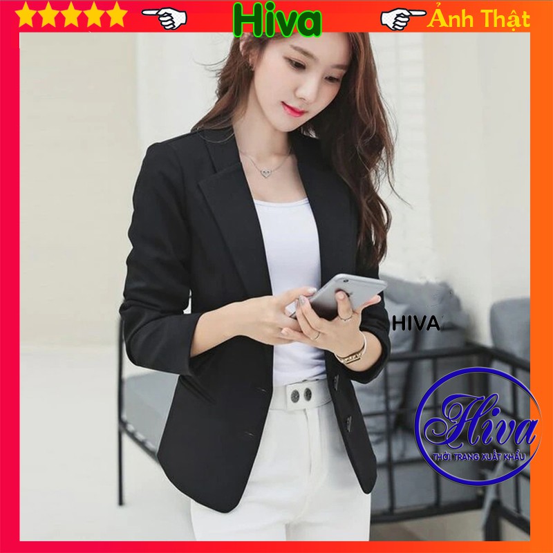 Áo vest nữ công sở Blazer 2 lớp tay dài cao cấp HIVA form chuẩn mặc cực tôn dáng có độn vai và túi thật hai bên