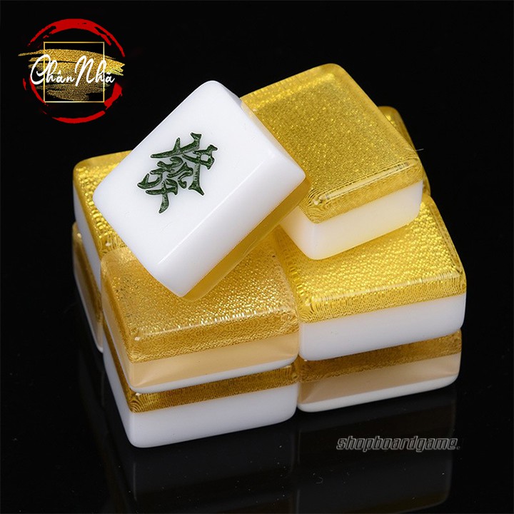 Bộ mạt chược Hongkong acrylic vàng size 38 kèm vali cao cấp