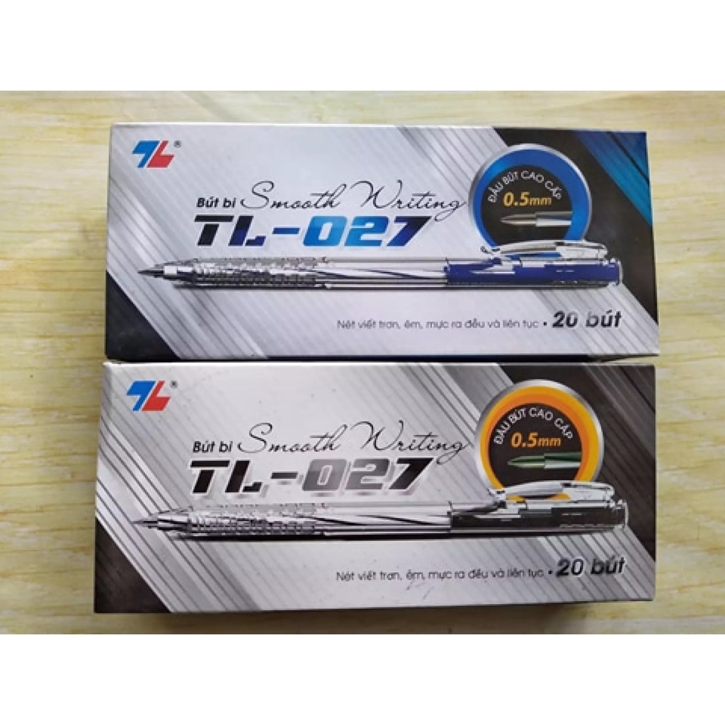 Hộp 20 chiếc bút bi Thiên Long TL-027 - Mực xanh, Mực đen. ĐTCA
