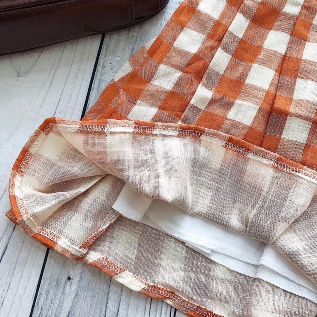 Sunshine Set - Set áo trễ vai + váy caro xếp li🧡