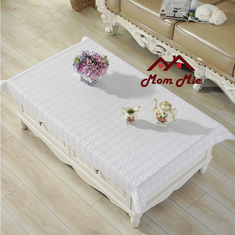[110x160cm] Khăn trải bàn hoa văn dập nổi, trang trí bàn kính, sang trọng nhiều mẫu - Màu vàng, trắng, bạc - A015