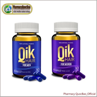 Qik Hair - Hỗ trợ cải thiện tình trạng rụng tóc - Dành cho cả nam và nữ ( Chai 30 viên)