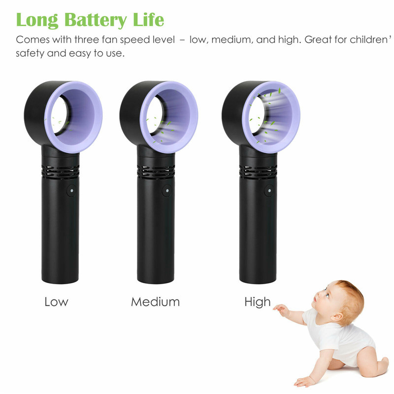 Quạt Mini Không Cánh Sạc Usb Có Đèn Led