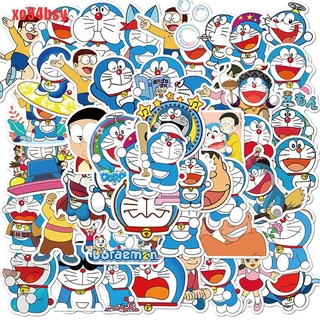 Set 50 miếng dán hình doraemon trang trí laptop xe hơi xe máy ván trượt tuyết đa năng