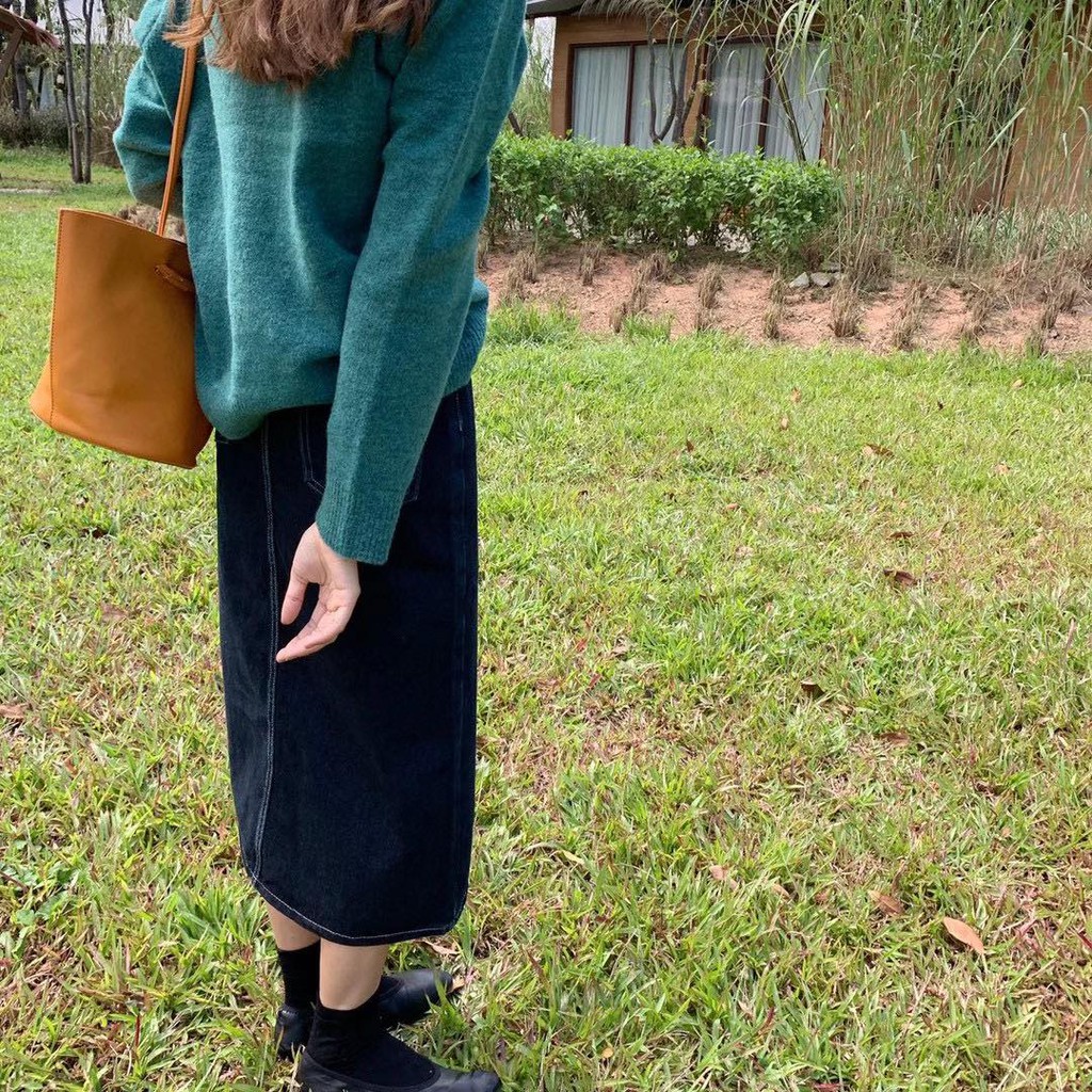 Chân váy jeans dài xẻ _ V0009 | BigBuy360 - bigbuy360.vn