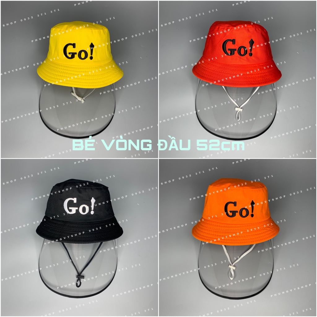 Bé 2.5-6 Tuổi/ Vòng đầu 52cm_ Mũ CHỐNG GIỌT BẮN cho bé trai bé gái- GO GO!- Nón cản bụi trẻ em