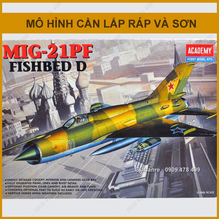 MÔ HÌNH LẮP RÁP 1:48 - TIÊM KÍCH MIG21PF - NGA + VIET NAM -  ACADEMY - 4805