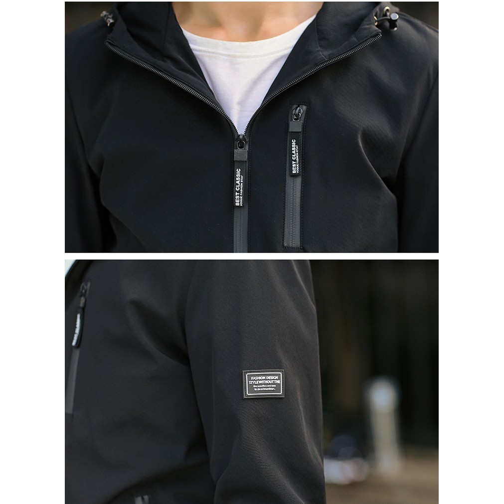 ÁO KHOÁC DÙ NAM 2 LỚP CÓ NÓN CAO CẤP AKD28-ĐEN